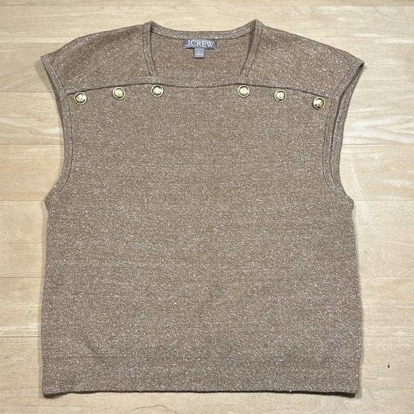 J.Crew Sweater Shell with Buttons in Merino-Linen Blend Sz L - Picture 3 of 9